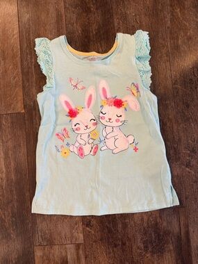 Isaac Mizrahi Light Blue Bunny Tank with Floral Accents